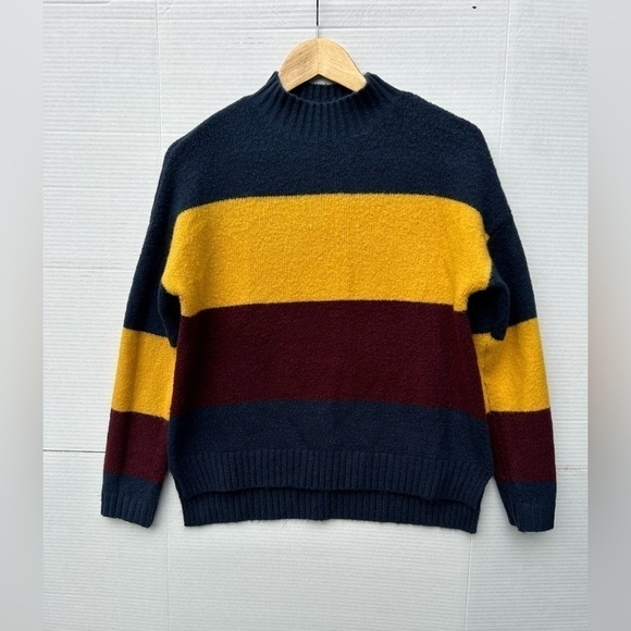 Cliche color block 3 striped sweater burgundy yellow navy blue - Picture 7 of 7